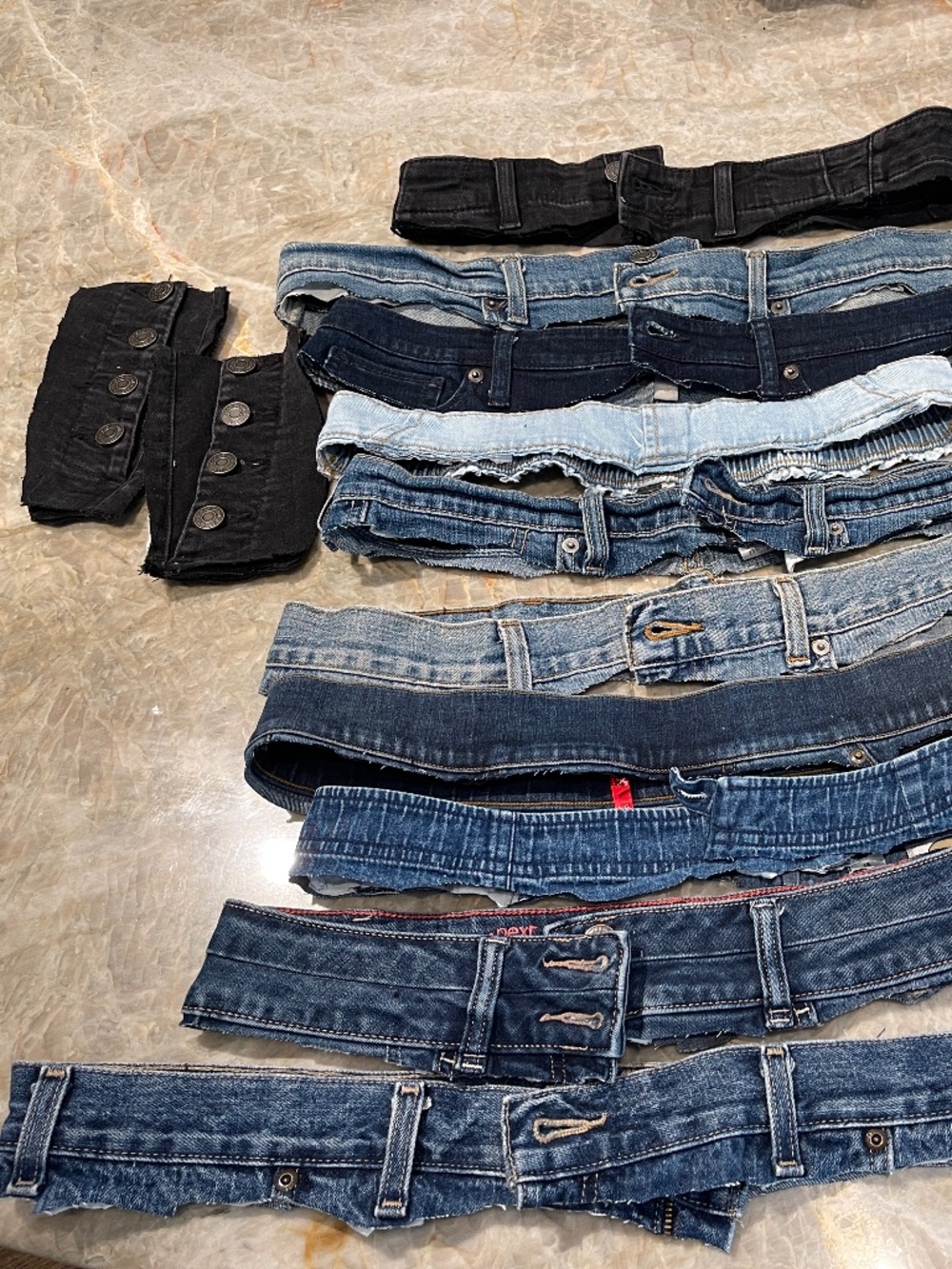 Denim Waistband and Hem Scraps for Crafting Upcycling 3 Pounds!!!